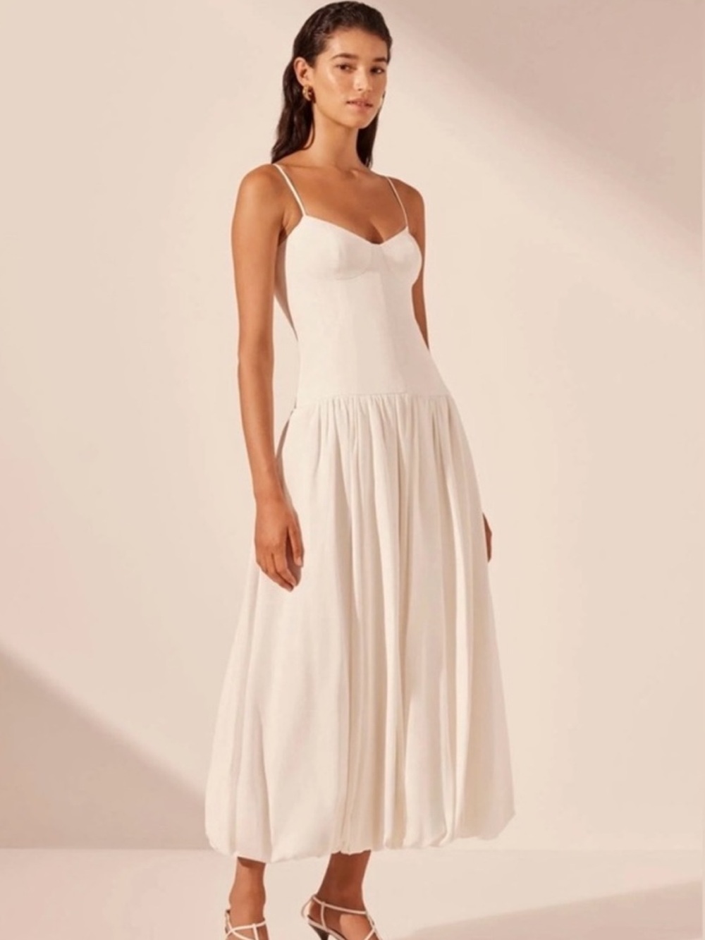 Shona Joy Vento Bubble ivory Midi Dress